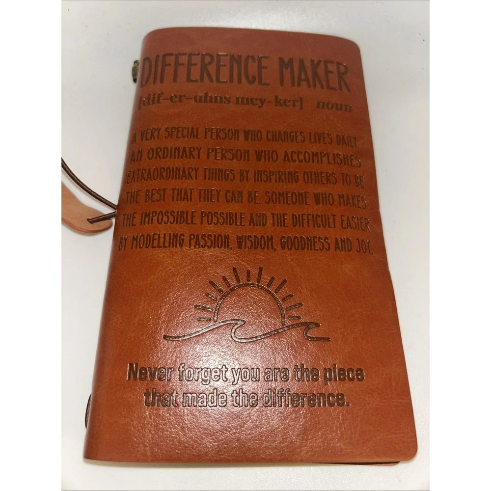 Brown Leather Journal Difference Maker Thank You Gift For teacher,Boss,Employee